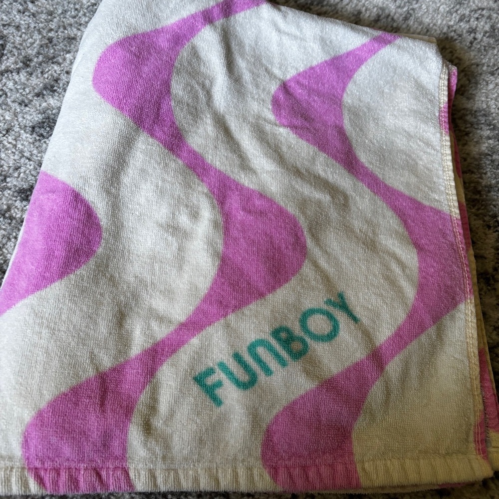 Oversized Funboy Pink and Yellow Poolside Leisure Club Beach Towel 68" L x 30" W - Picture 2 of 5